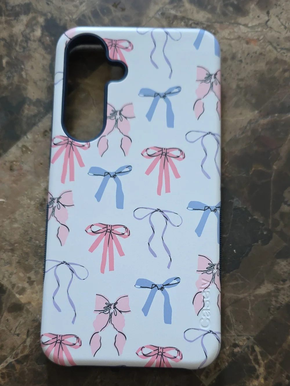 Cute Bow-Print Protective Phone Case - Pink & Blue Samsung S25+